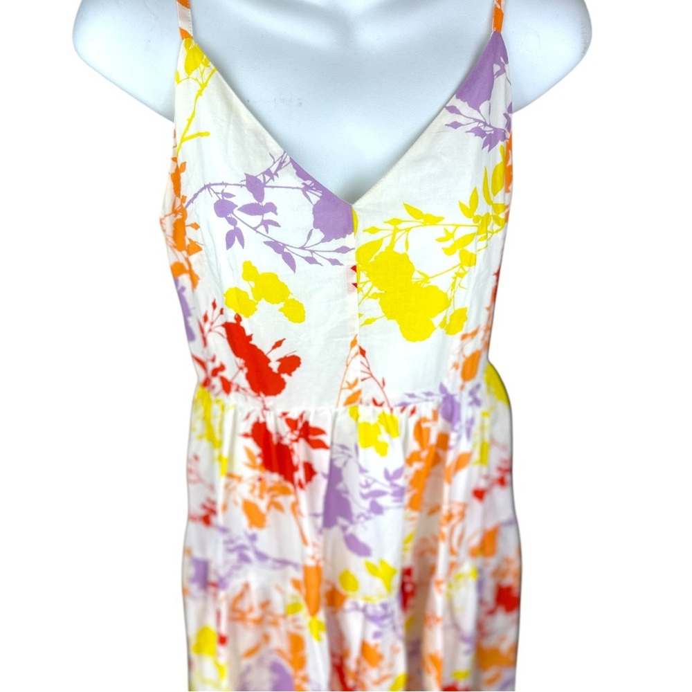 Peter Som size 0 RTR Yellow Red floral Sundress Spaghetti Strap Midi - Picture 4 of 15